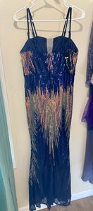 GOWN100-F Navy Sequin Gown. Size XL