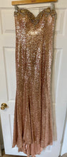 Load image into Gallery viewer, SCLE100-D Strapless, Gold Sequin Gown. Size 4/6