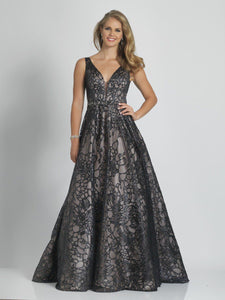 JASP100-C Black Lace Ball Gown. Size 14W