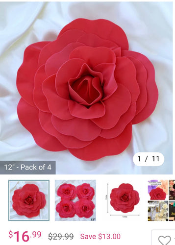 JENW-F 12” Red Foam Flowers
