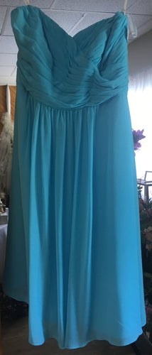 EGER100-A  B2 Light Blue Short Strapless Gown, Size 16
