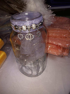 VAUG100-C. Quart Jar with Lavender Tulle and Blue lights
