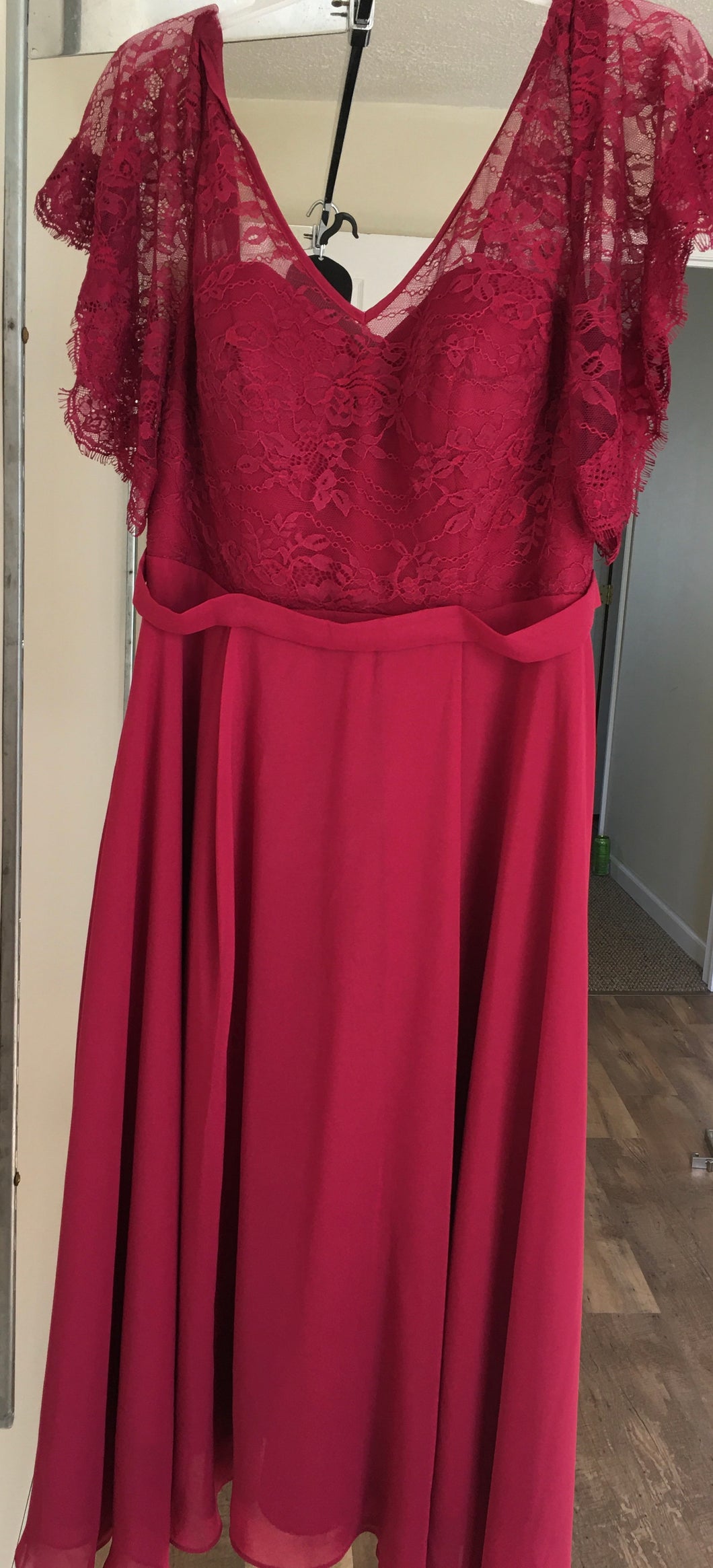 KRUG100-I  JJ's House Maroon Gown with Lace Top, NEW.