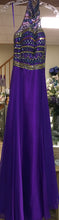 Load image into Gallery viewer, MCGU100-M  Purple Beaded Halter Gown, Size 12