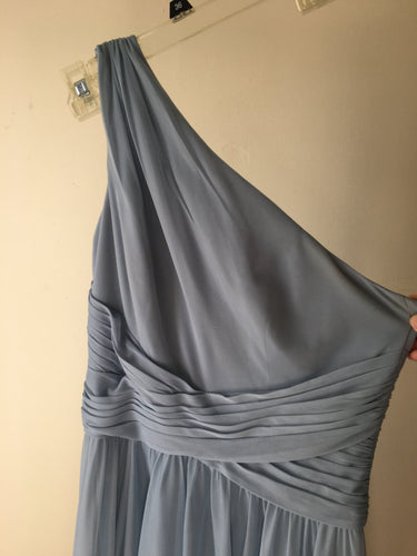 KRUG100-H  Dusty Blue One Shoulder Gown, Size 6