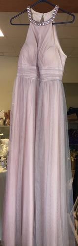 MALL200-B  Blush Gown with Gray Overlay, Size 14
