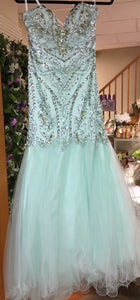 MCGU100-O  Mint Beaded Gown, Size 6-8