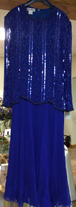 MCGU100-L  Blue Sequined Mother of the Bride Dress, Size 12