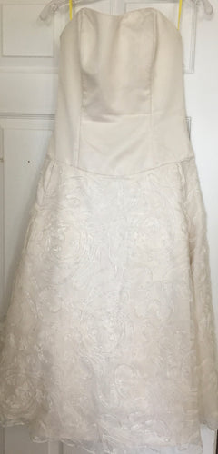 BYRN100-D  Ivory Short Strapless Wedding Gown, Size Medium