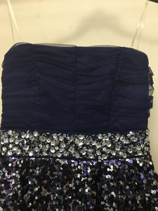 WEND200-C Navy Blue Sequin Short Gown, Size 3