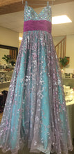 Load image into Gallery viewer, THRO100-A  Jovani Blue and Pink Strapless Gown, Size 6