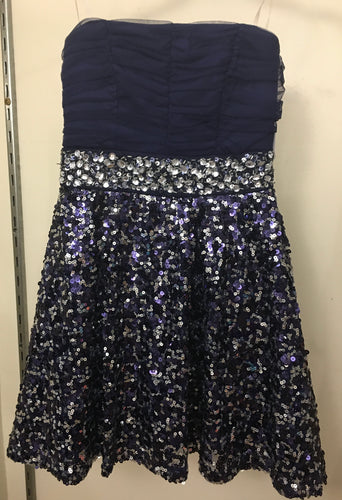 WEND200-C Navy Blue Sequin Short Gown, Size 3