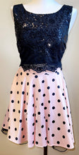Load image into Gallery viewer, WACH100-G  Black Sequin and Pink Polka Dot 2pc Dress, Size 16/18
