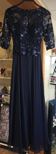 MARS100-A Navy Gown, Half Sleeves. Size 0