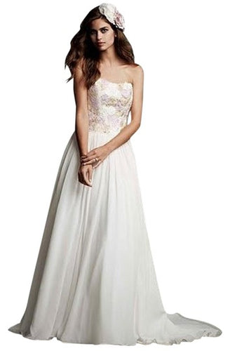 BASS100-A NWT GS Strapless Gown, Purple Floral Appliqués. Size 12