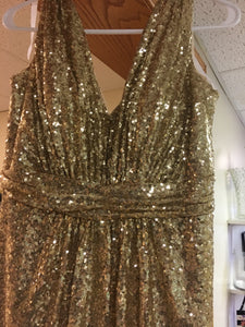 FEDO100-BK Gold Sequined Gown, Size 18