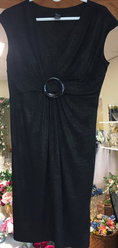 OTOL200-J. Black Dress with Gold Swirls, size 8