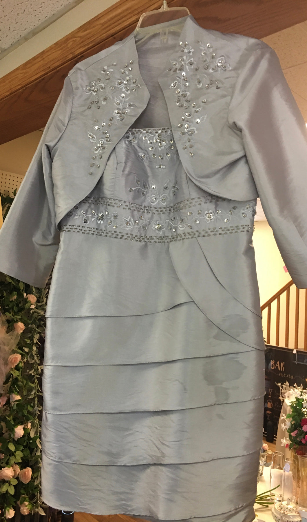 HANC100-B. JJ’s House Silver Dress with Jacket