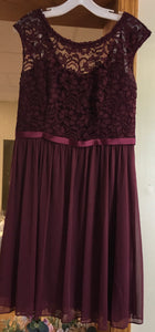 MAHE100-B Short Burgundy Gown.  Size 14
