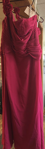 MCGU200-G One Shoulder Dark Pink Gown, Size 16