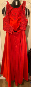 ADAM100-D 2 Piece Long Red Gown. Size 10
