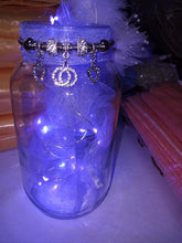 Load image into Gallery viewer, VAUG100-C. Quart Jar with Lavender Tulle and Blue lights