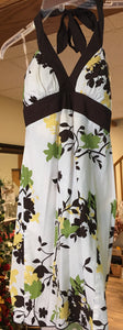 SLOV100-I.  Brown and Green Floral Dress, Size 5