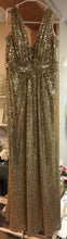 Load image into Gallery viewer, FEDO100-BK Gold Sequined Gown, Size 18