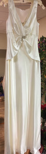 MERC100-A  David's Bridal Ivory Satin Long Gown, Size 4. New