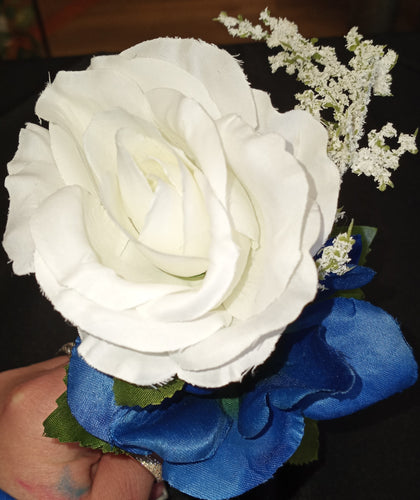 CHAP100-AR Rose & Blue Boutonnere