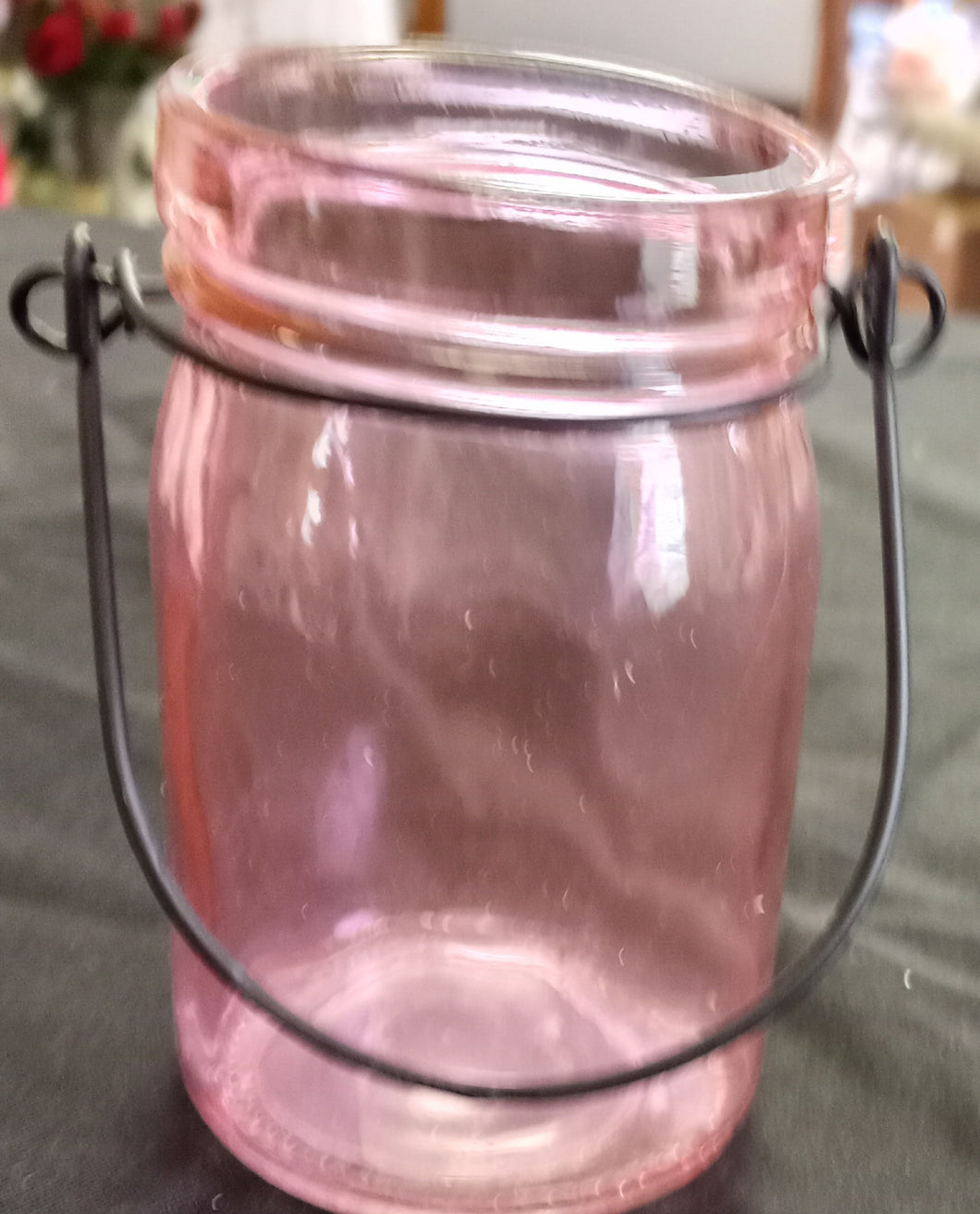 COLL100-W Pink Mason Jar Lantern