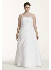 LINK100-A Satin White Wedding Gown, Size 24W