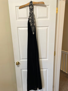 NIEV100-AH Black Velvet Dress with Gems