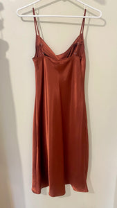 BONO100-B Terracotta Satin Gown. Size 4