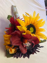 Load image into Gallery viewer, BLOS100-L Fall Sunflower/Burgundy Bouquet