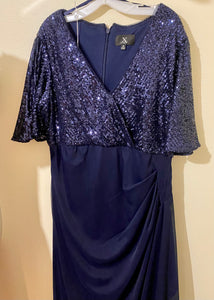 BLOS100-F Navy Sequins Gown. Size 16