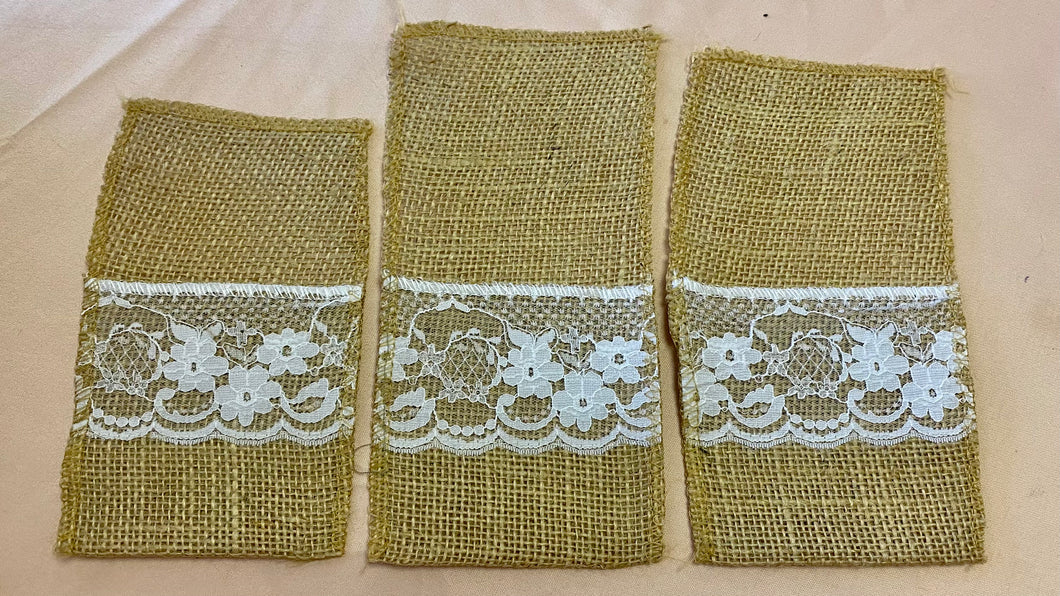 HANN200-L Burlap Cutlery Pouches