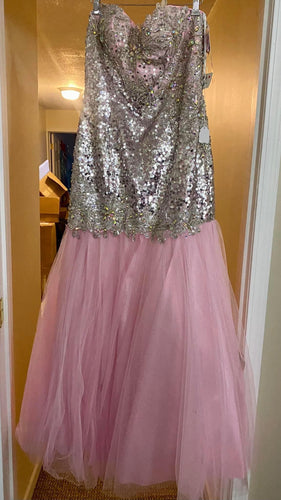 GOWN100-Z Pink Strapless Gown, Size 12