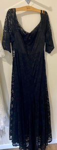 VAUG200-A Black Lace Off the Shoulder Gown. Size 26