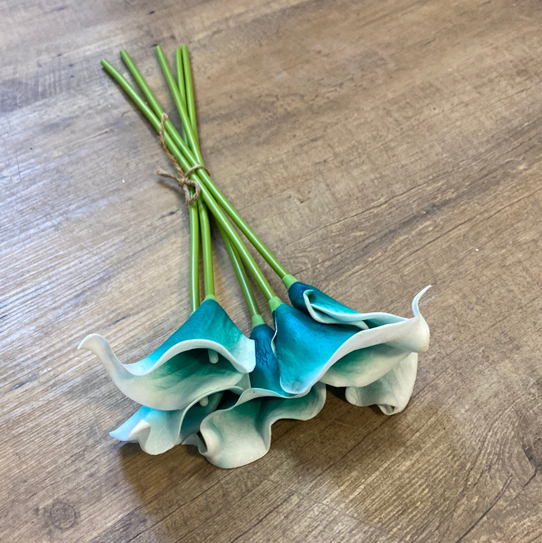 MORE100-BC. Set of 5, 14” Teal Calla Lilly