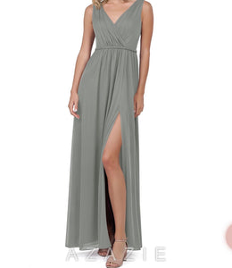 SMIT200-BM.  Azazie Steel Grey Gown, Size A14