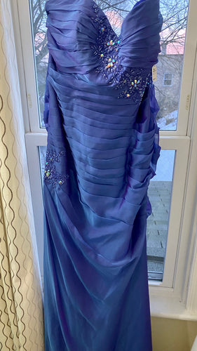 GOWN100-AB Strapless Indigo Gown. Size 14