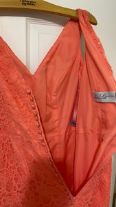 RHOA100-F Parfait Coral Lace Gown. Size 14/16