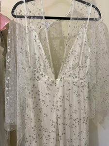 BUCK100-A White Sparkly Dress. Size L