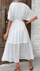 GOWN100-AC White Swiss Dot Dress. Size XL