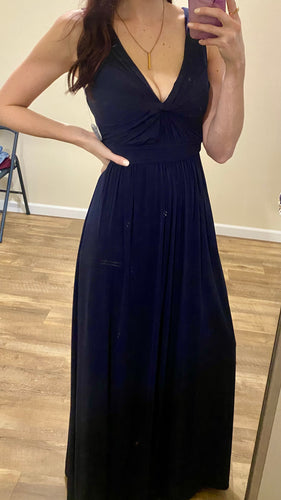 RUDO100-H Long, Navy Gown. Size 2