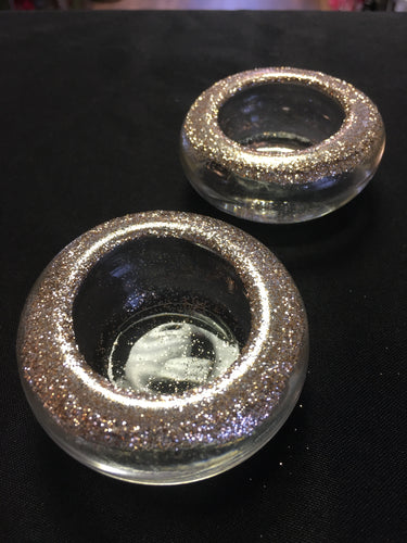 DAIS100-A Rose Gold Glitter Tea Light Holders