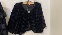 Load image into Gallery viewer, KENS100-AB Black Fur Shawl