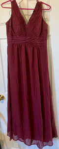 APPL100-B Long Burgundy Gown. Size 10