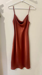 BONO100-B Terracotta Satin Gown. Size 4